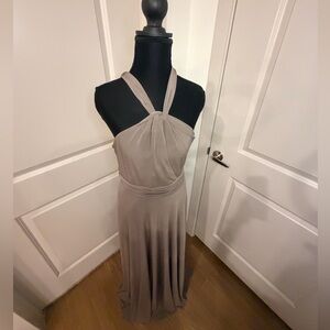 Elegant Tan Halter Dress